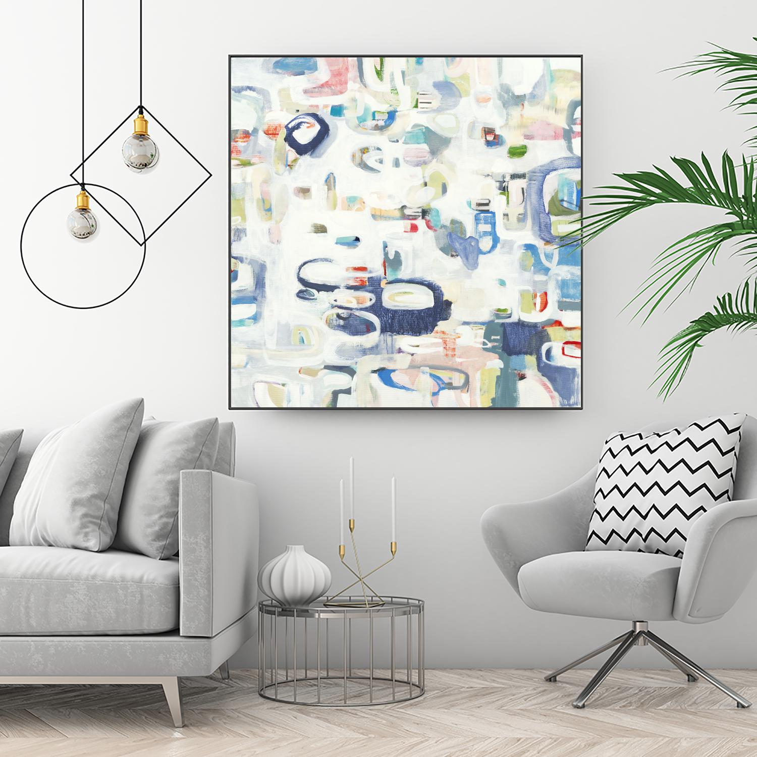 Retroactive by Lisa Ridgers on GIANT ART - whites & creams, blues abstract, geometric shapes