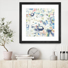 Retroactive by Lisa Ridgers on GIANT ART - whites & creams, blues abstract, geometric shapes