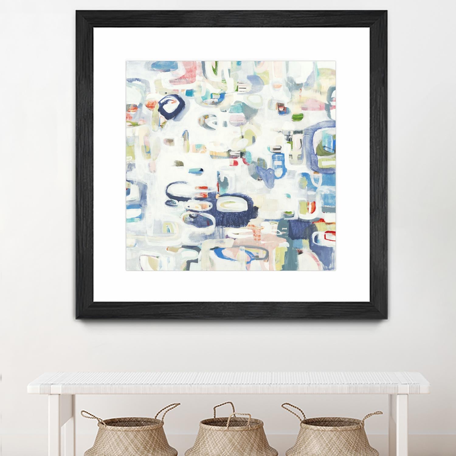 Retroactive by Lisa Ridgers on GIANT ART - whites & creams, blues abstract, geometric shapes