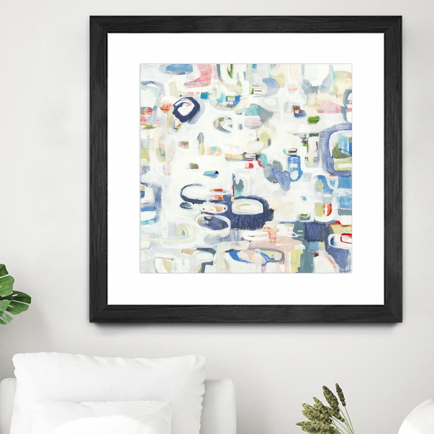 Retroactive by Lisa Ridgers on GIANT ART - whites & creams, blues abstract, geometric shapes