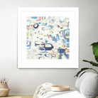 Retroactive by Lisa Ridgers on GIANT ART - whites & creams, blues abstract, geometric shapes