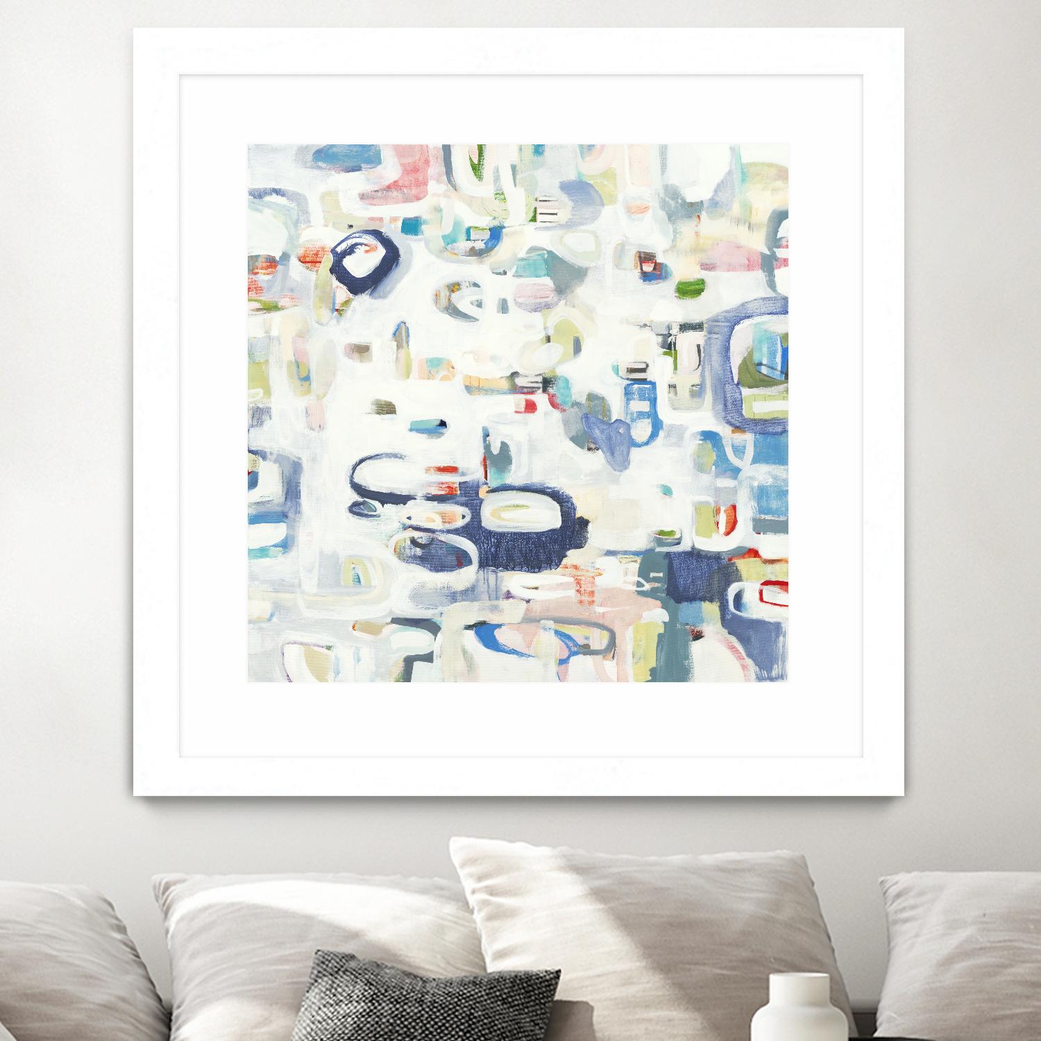 Retroactive by Lisa Ridgers on GIANT ART - whites & creams, blues abstract, geometric shapes