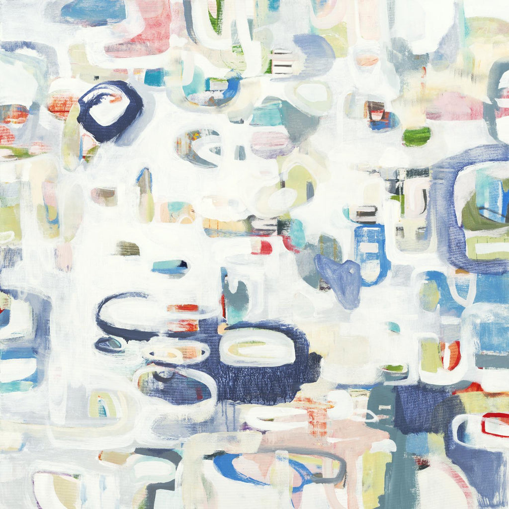 Retroactive par Lisa Ridgers sur GIANT ART - blancs et crèmes, bleus abstraits, formes géométriques