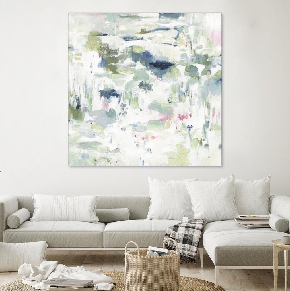 Abstract Reflections by Lisa Ridgers on GIANT ART - whites & creams, greens abstract