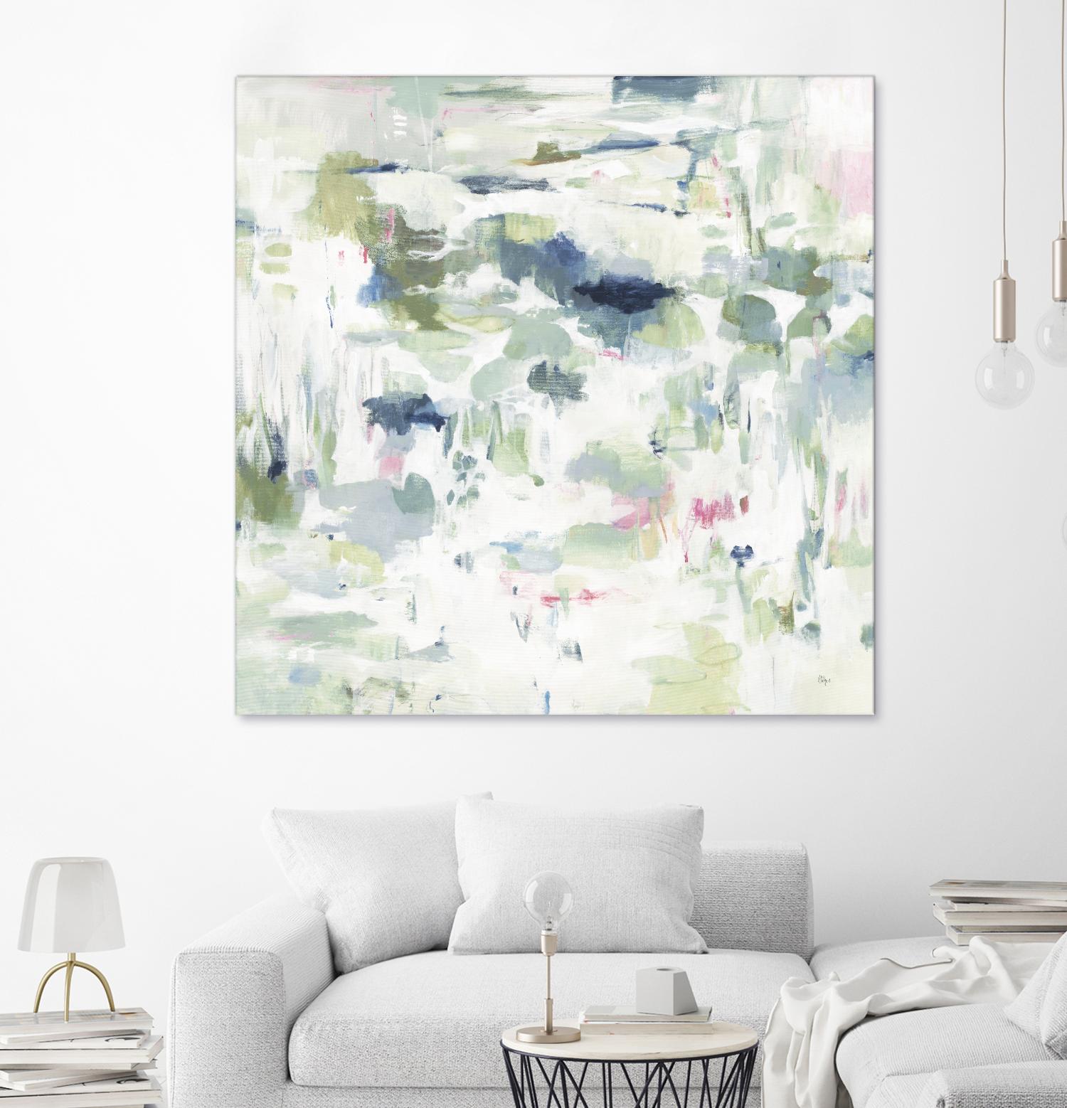 Abstract Reflections by Lisa Ridgers on GIANT ART - whites & creams, greens abstract
