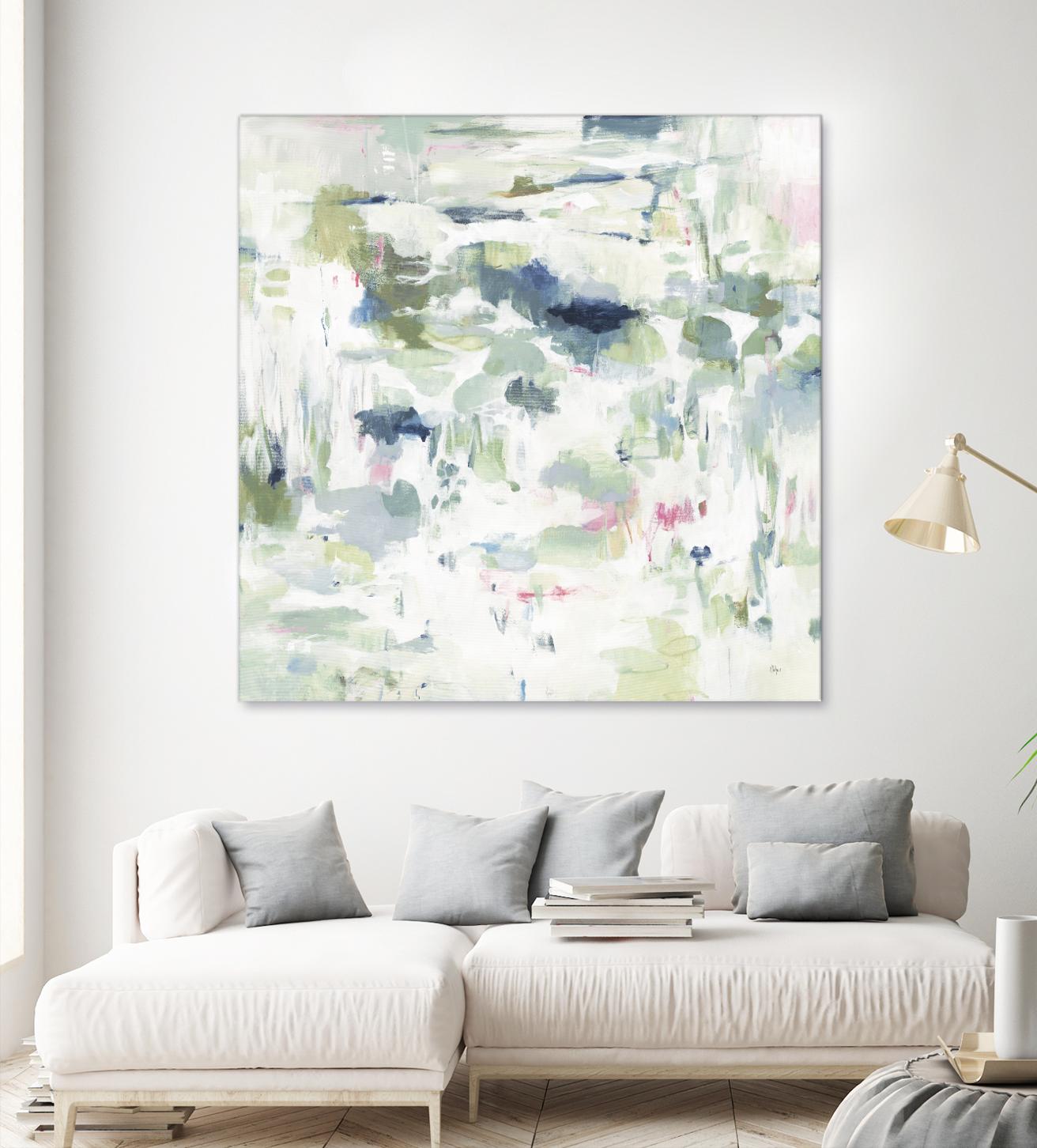 Abstract Reflections by Lisa Ridgers on GIANT ART - whites & creams, greens abstract