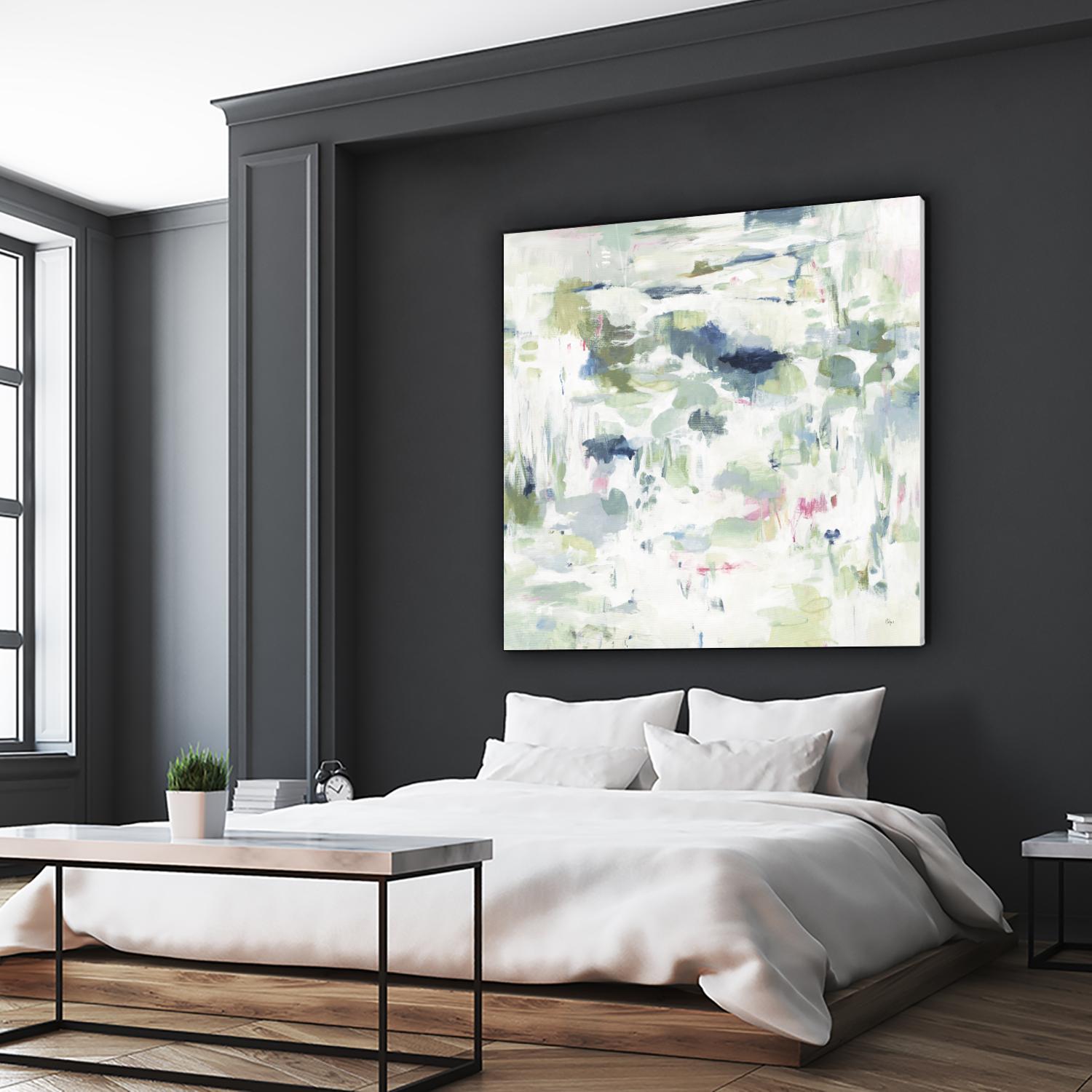 Abstract Reflections by Lisa Ridgers on GIANT ART - whites & creams, greens abstract