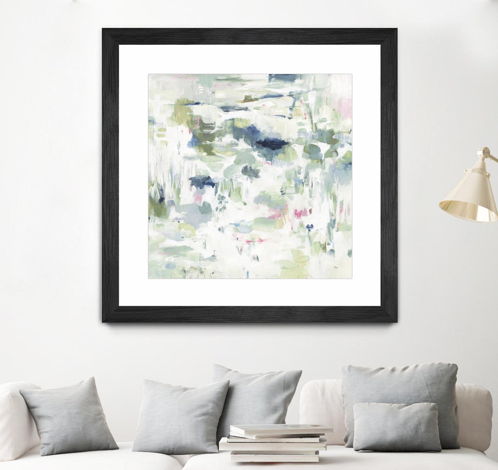 Abstract Reflections by Lisa Ridgers on GIANT ART - whites & creams, greens abstract