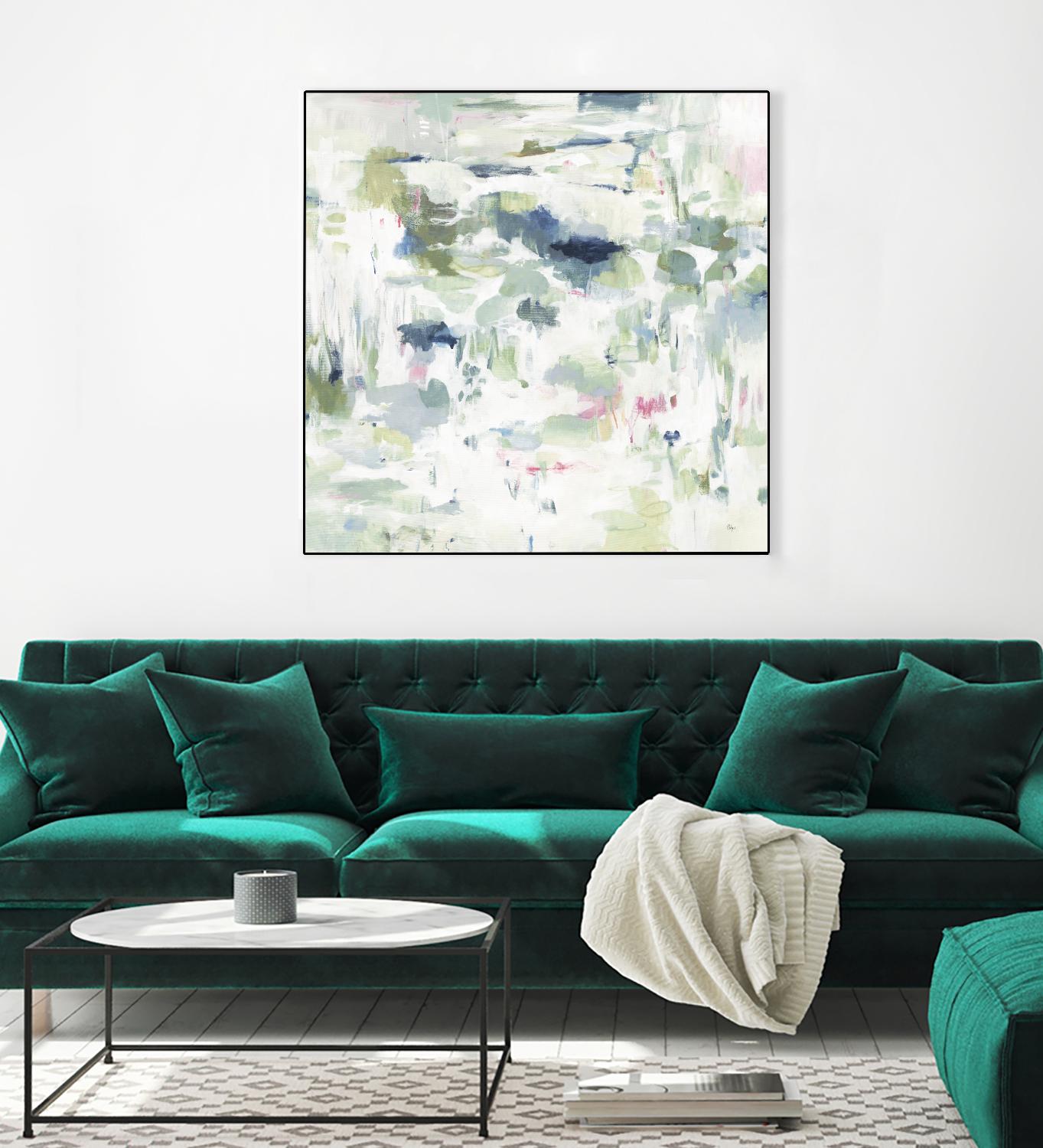 Abstract Reflections by Lisa Ridgers on GIANT ART - whites & creams, greens abstract