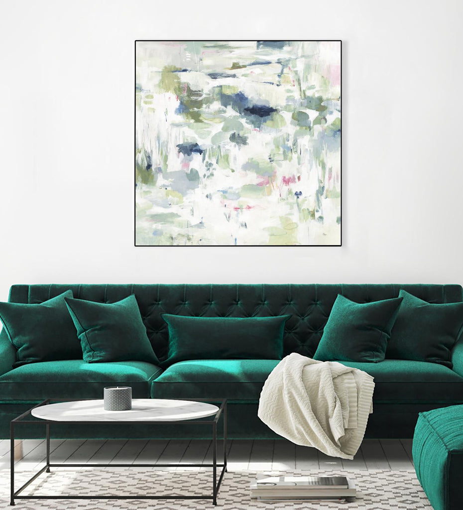 Reflets abstraits par Lisa Ridgers sur GIANT ART - blancs et crèmes, verts abstraits