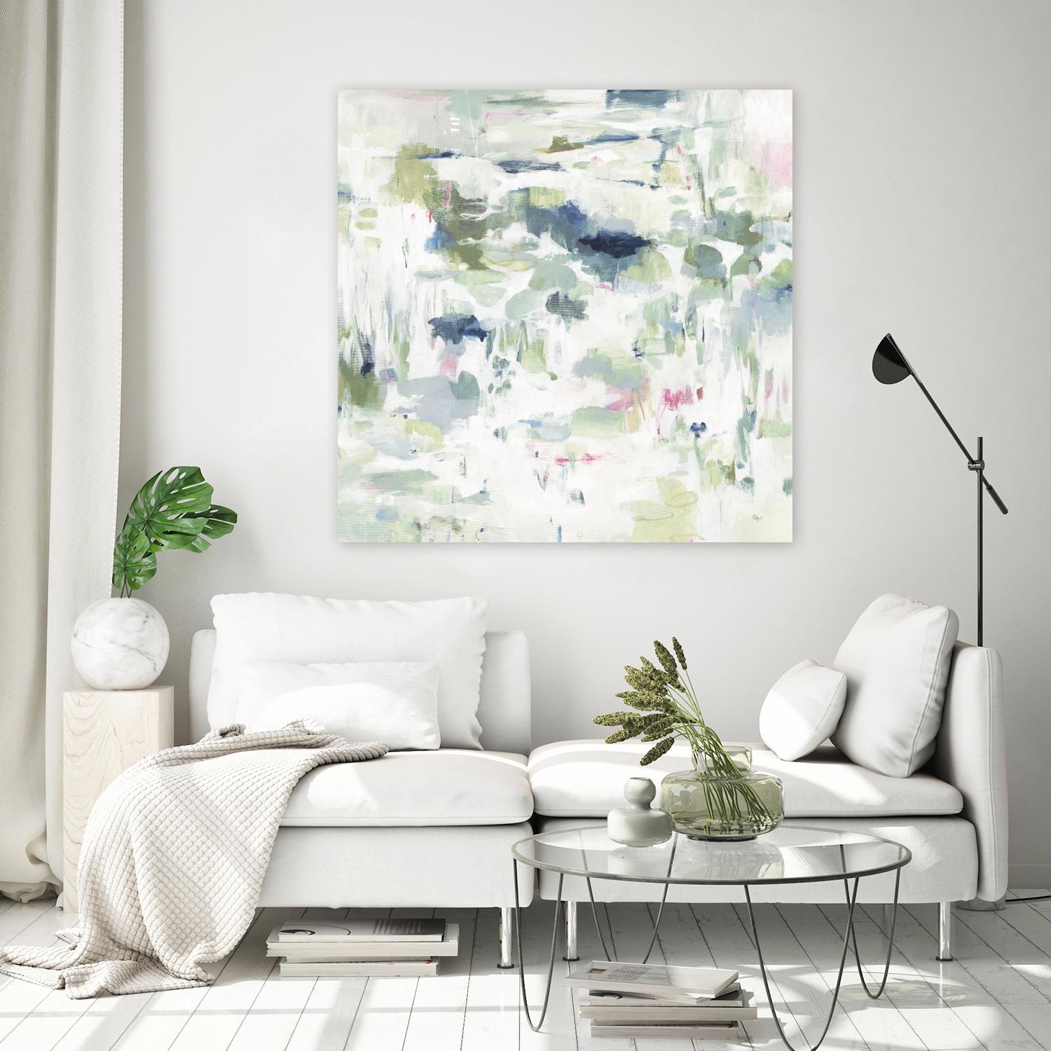 Abstract Reflections by Lisa Ridgers on GIANT ART - whites & creams, greens abstract