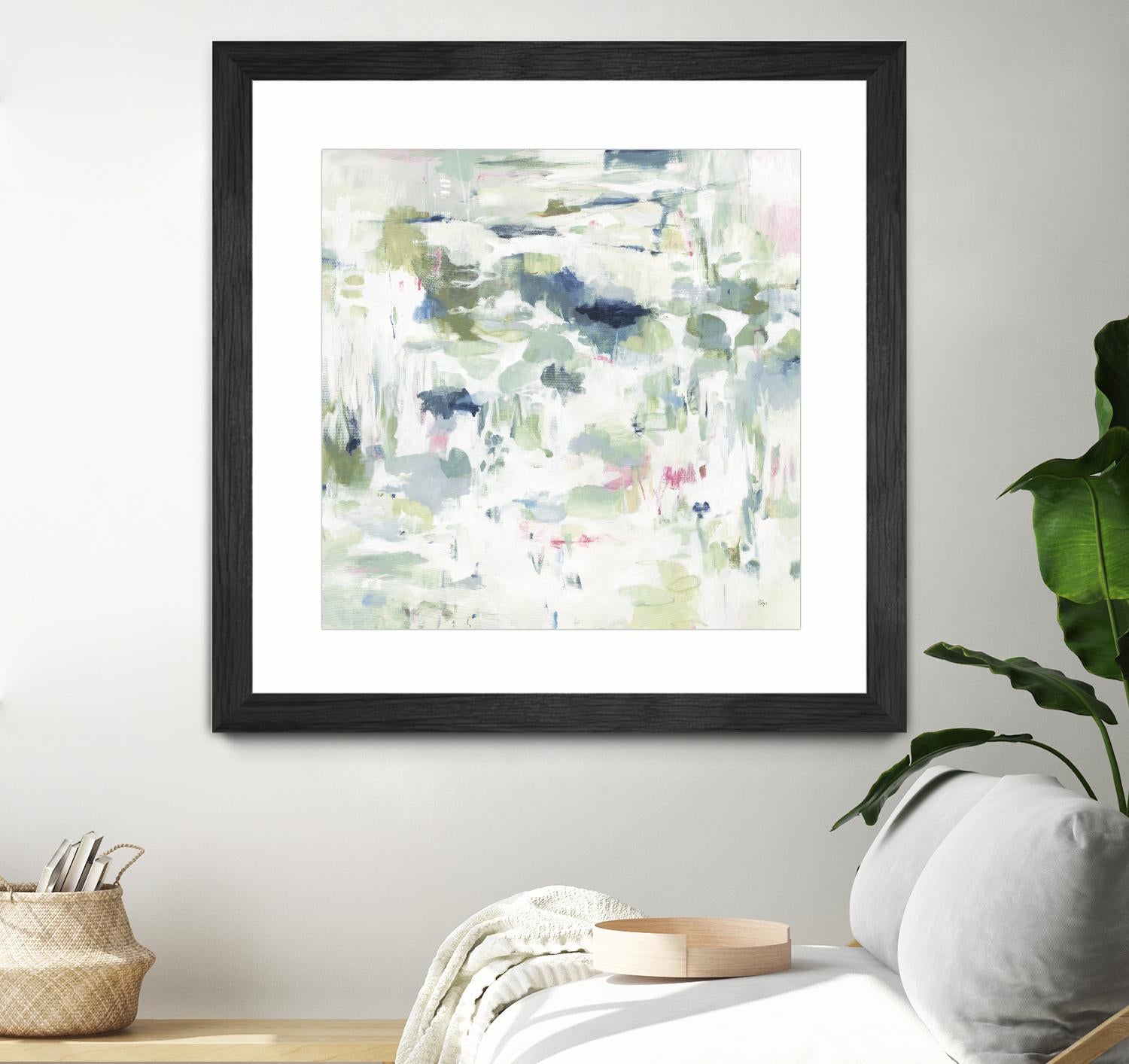Abstract Reflections by Lisa Ridgers on GIANT ART - whites & creams, greens abstract