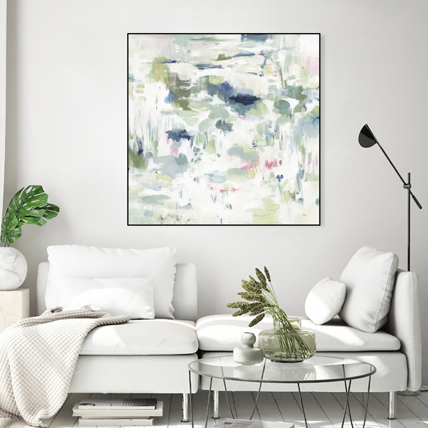 Abstract Reflections by Lisa Ridgers on GIANT ART - whites & creams, greens abstract