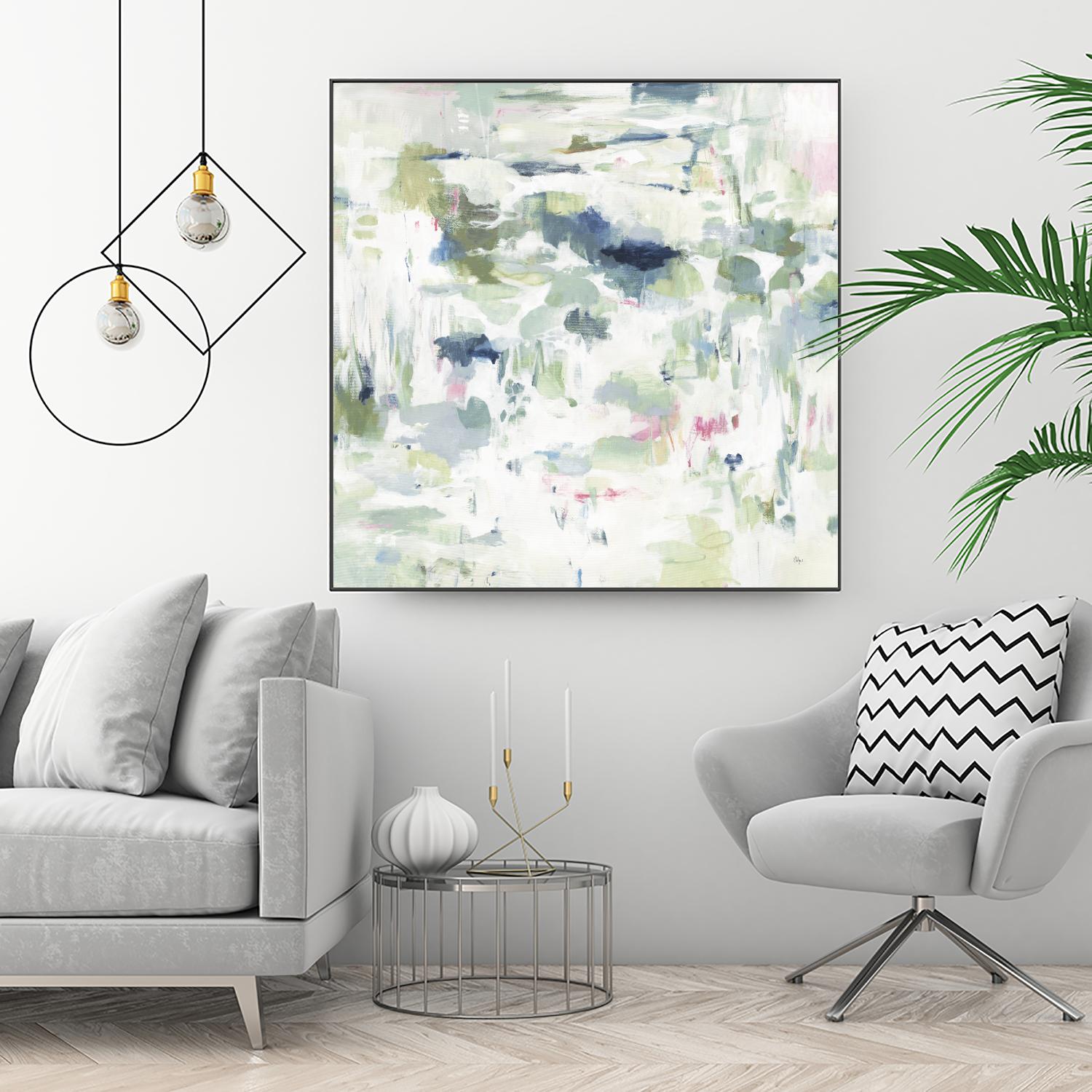 Abstract Reflections by Lisa Ridgers on GIANT ART - whites & creams, greens abstract