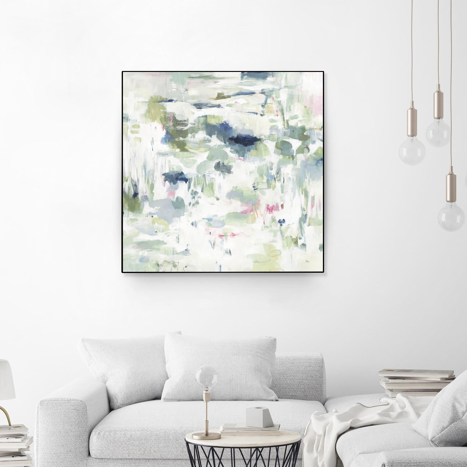 Abstract Reflections by Lisa Ridgers on GIANT ART - whites & creams, greens abstract
