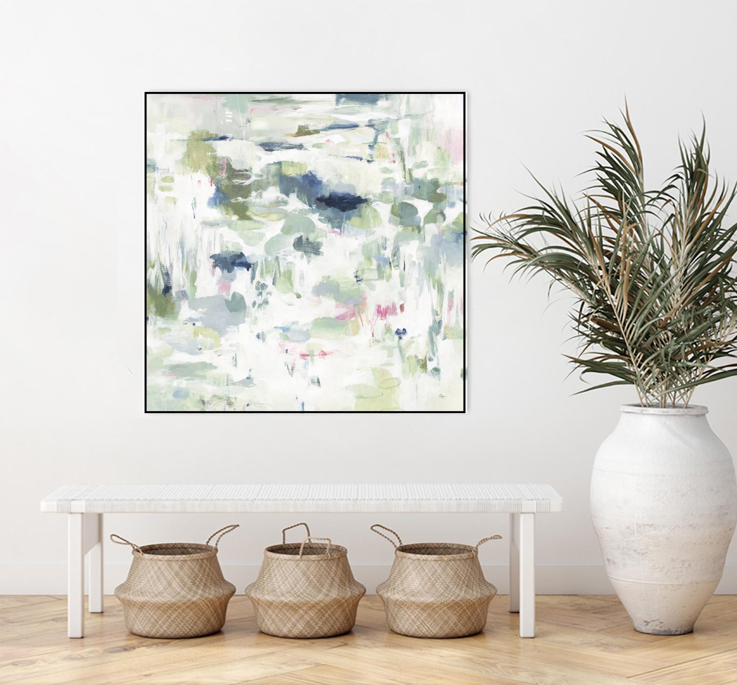 Abstract Reflections by Lisa Ridgers on GIANT ART - whites & creams, greens abstract