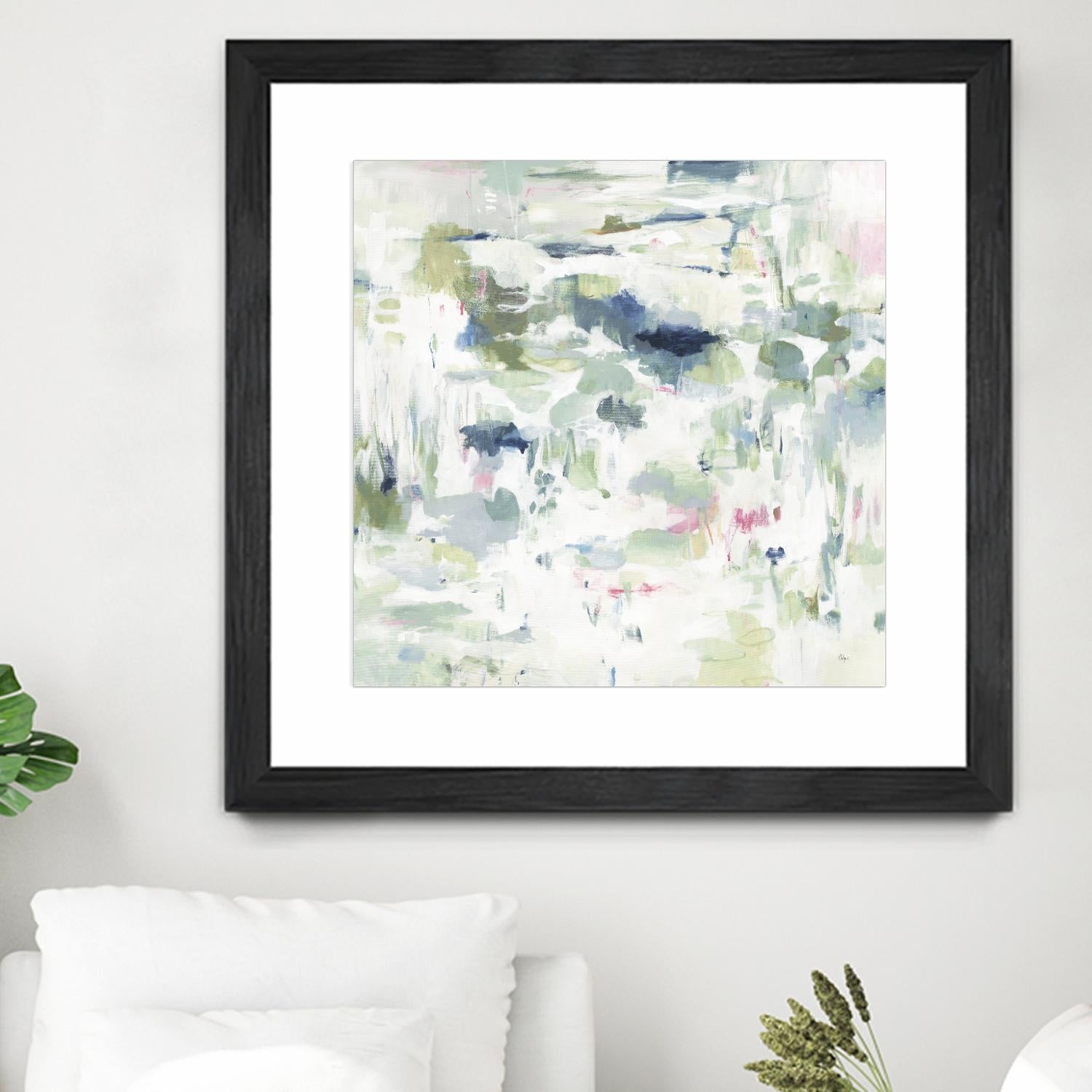 Abstract Reflections by Lisa Ridgers on GIANT ART - whites & creams, greens abstract