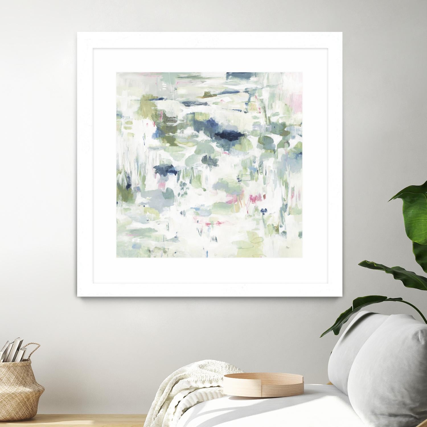 Abstract Reflections by Lisa Ridgers on GIANT ART - whites & creams, greens abstract