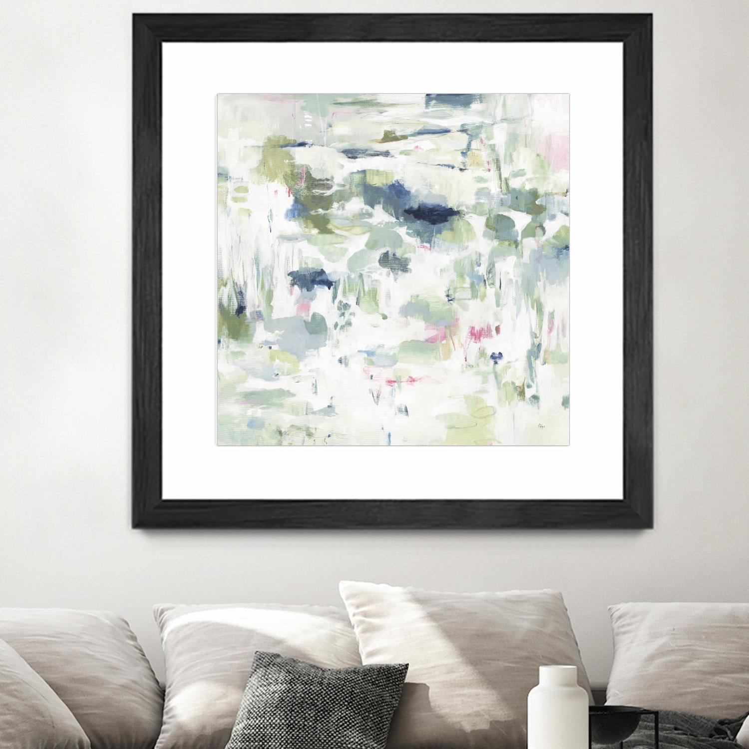 Abstract Reflections by Lisa Ridgers on GIANT ART - whites & creams, greens abstract
