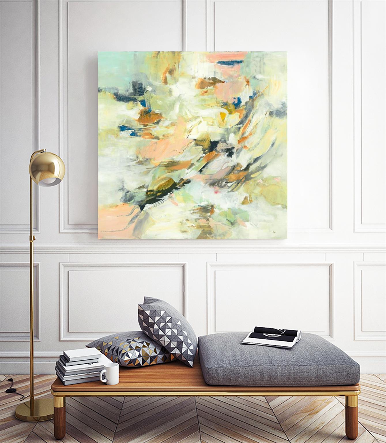 Into The Calm by Lisa Ridgers on GIANT ART - greens abstract pales