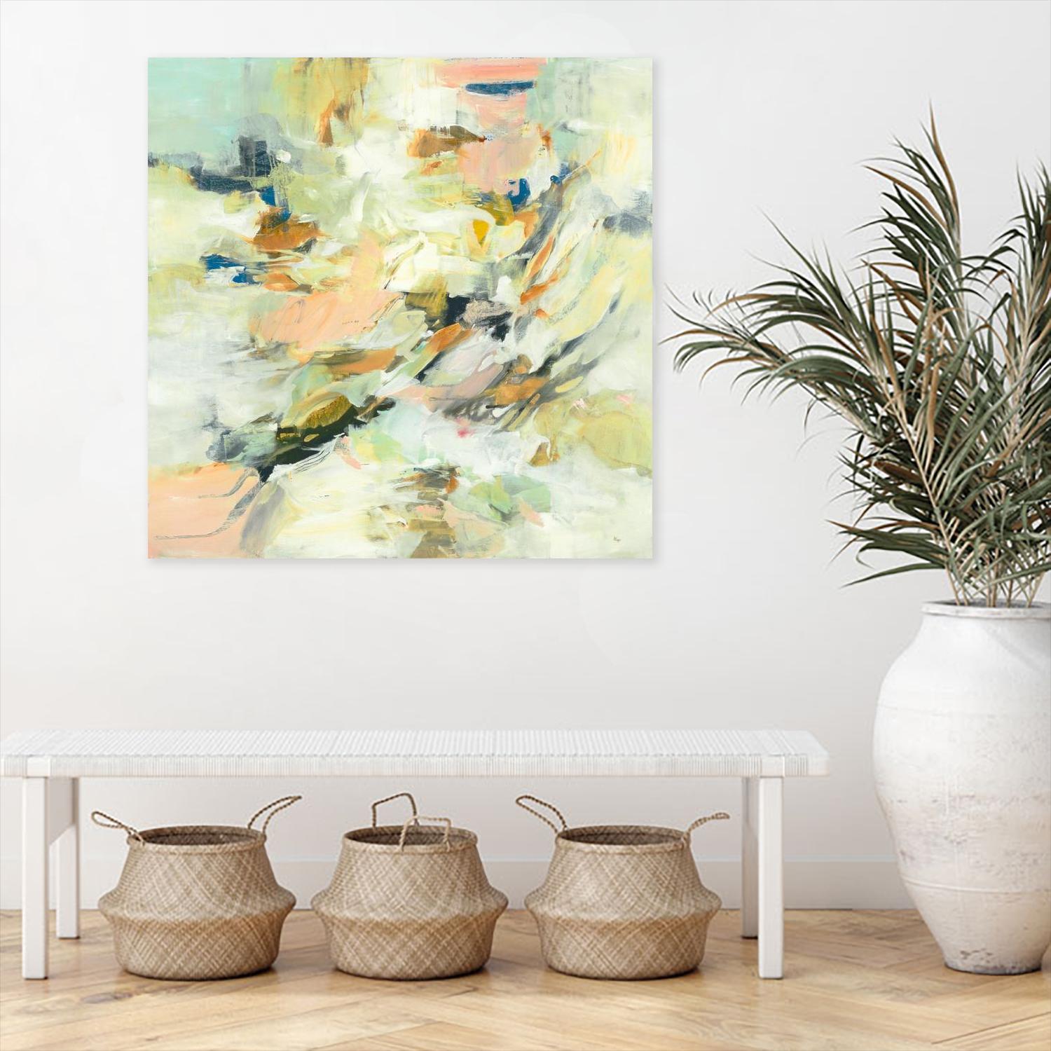 Into The Calm by Lisa Ridgers on GIANT ART - greens abstract pales