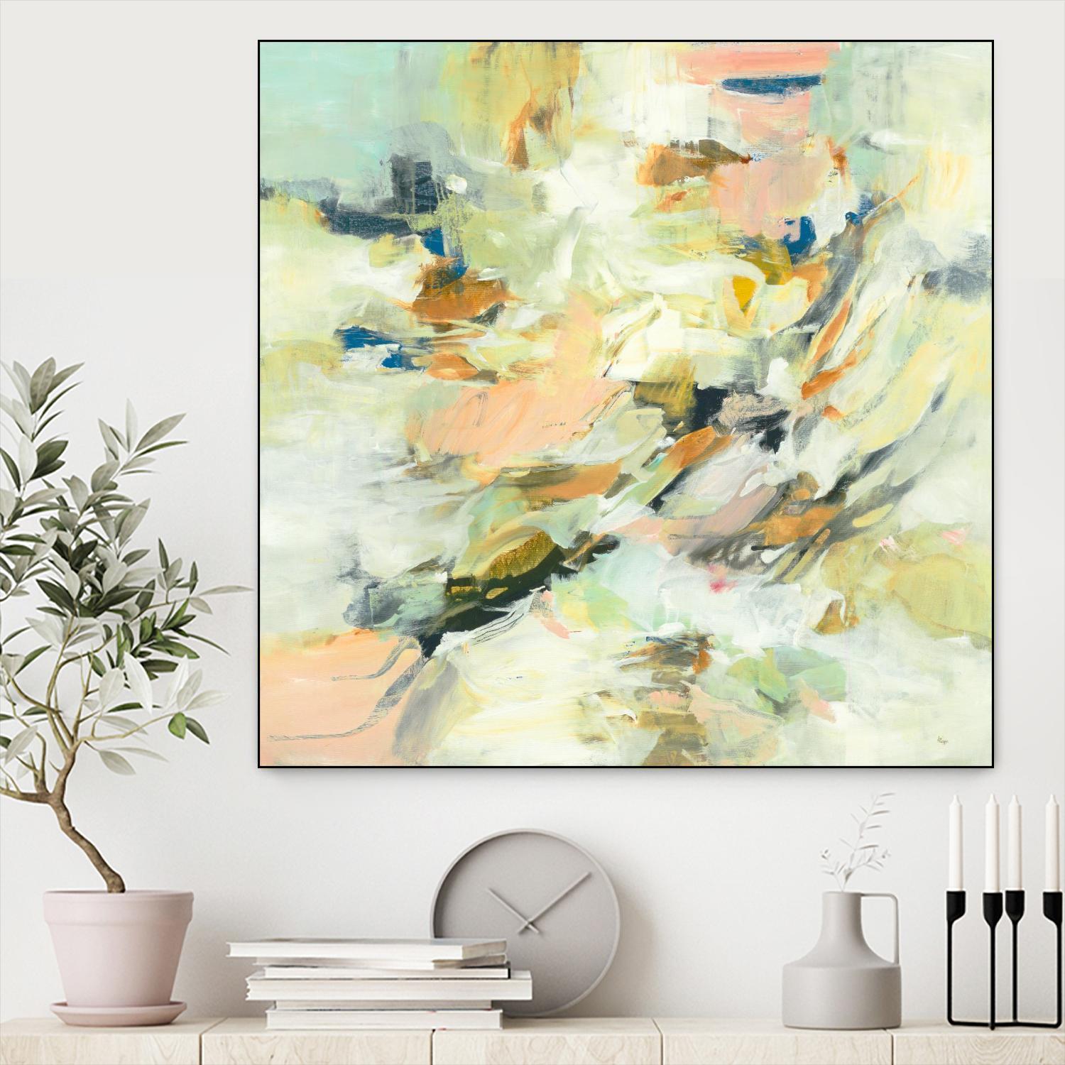 Into The Calm by Lisa Ridgers on GIANT ART - greens abstract pales