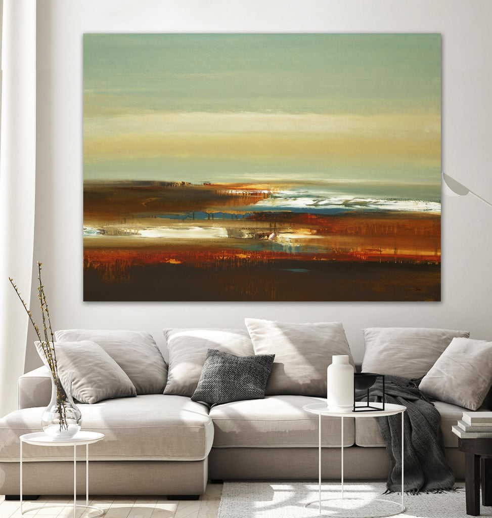 Layered Scape V by Lisa Ridgers on GIANT ART - beige abstract