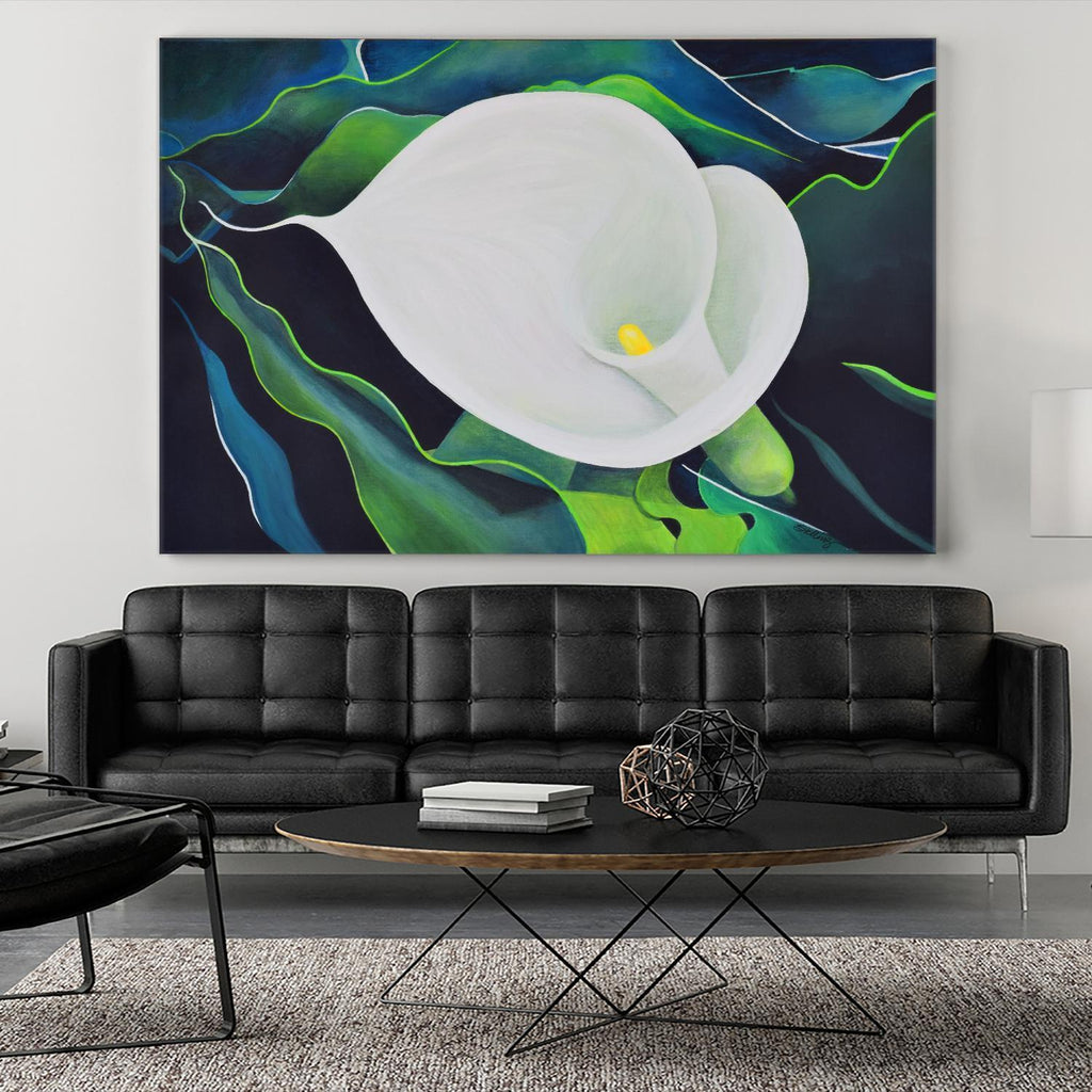 CALLA LILY by LINDA STELLING on GIANT ART - blue floral tropical floral