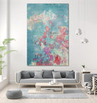 Embellished Teal Rose Garden I by Jennifer Goldberger on GIANT ART - blue abstract