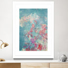 Embellished Teal Rose Garden I by Jennifer Goldberger on GIANT ART - blue abstract