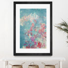 Embellished Teal Rose Garden I by Jennifer Goldberger on GIANT ART - blue abstract