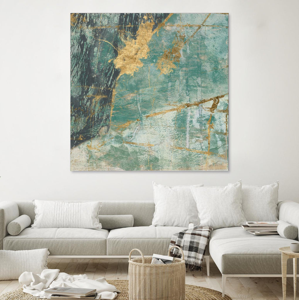 Teal Lace I by Jennifer Goldberger on GIANT ART - green abstract