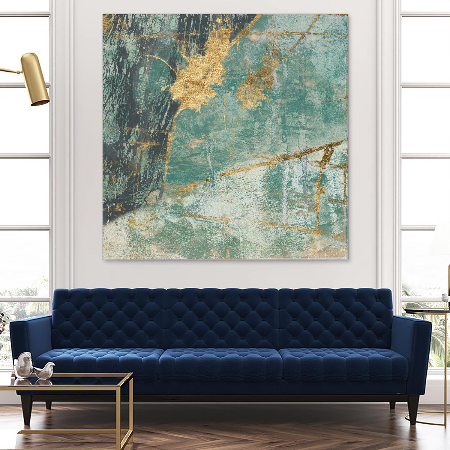Teal Lace I by Jennifer Goldberger on GIANT ART - green abstract