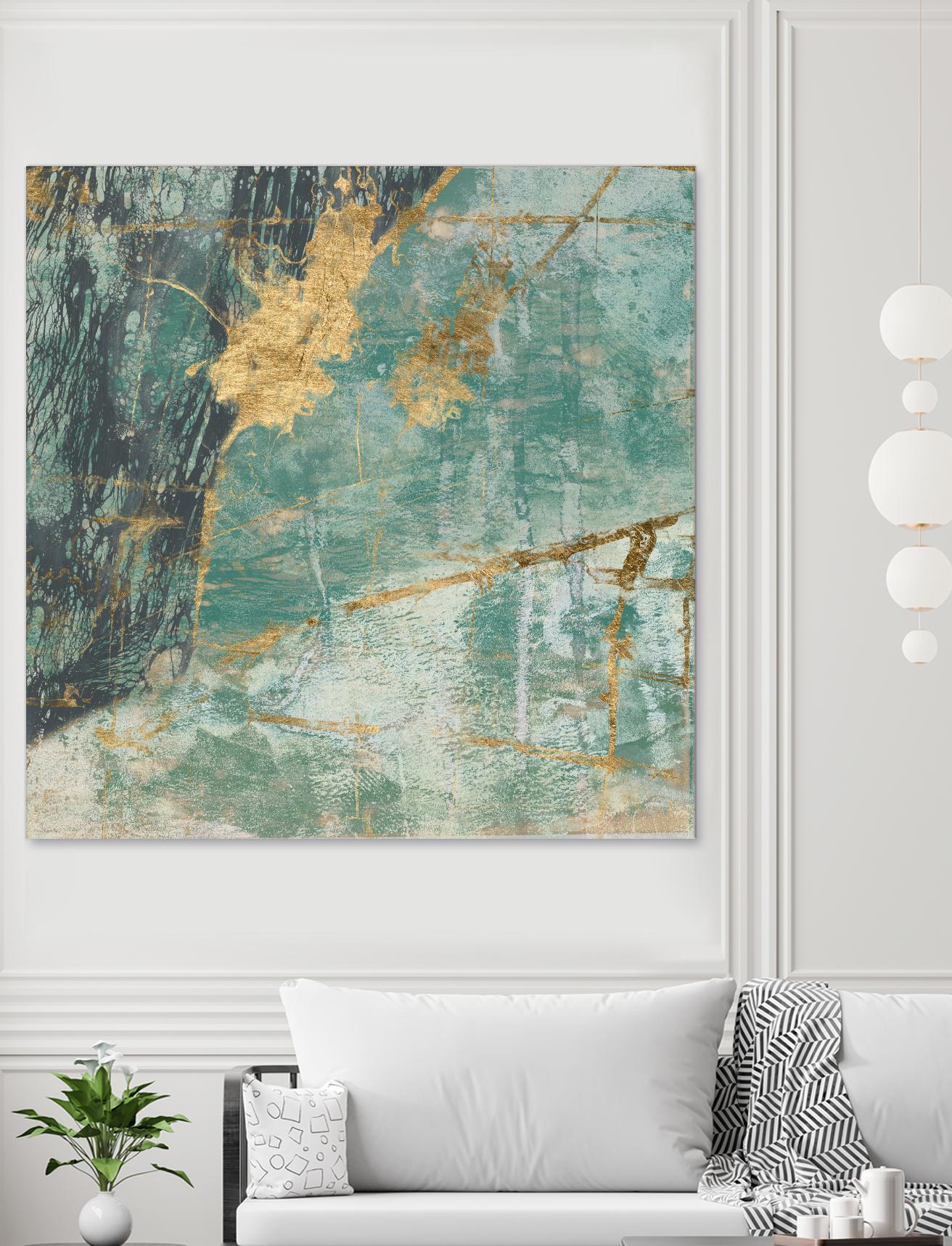 Teal Lace I by Jennifer Goldberger on GIANT ART - green abstract
