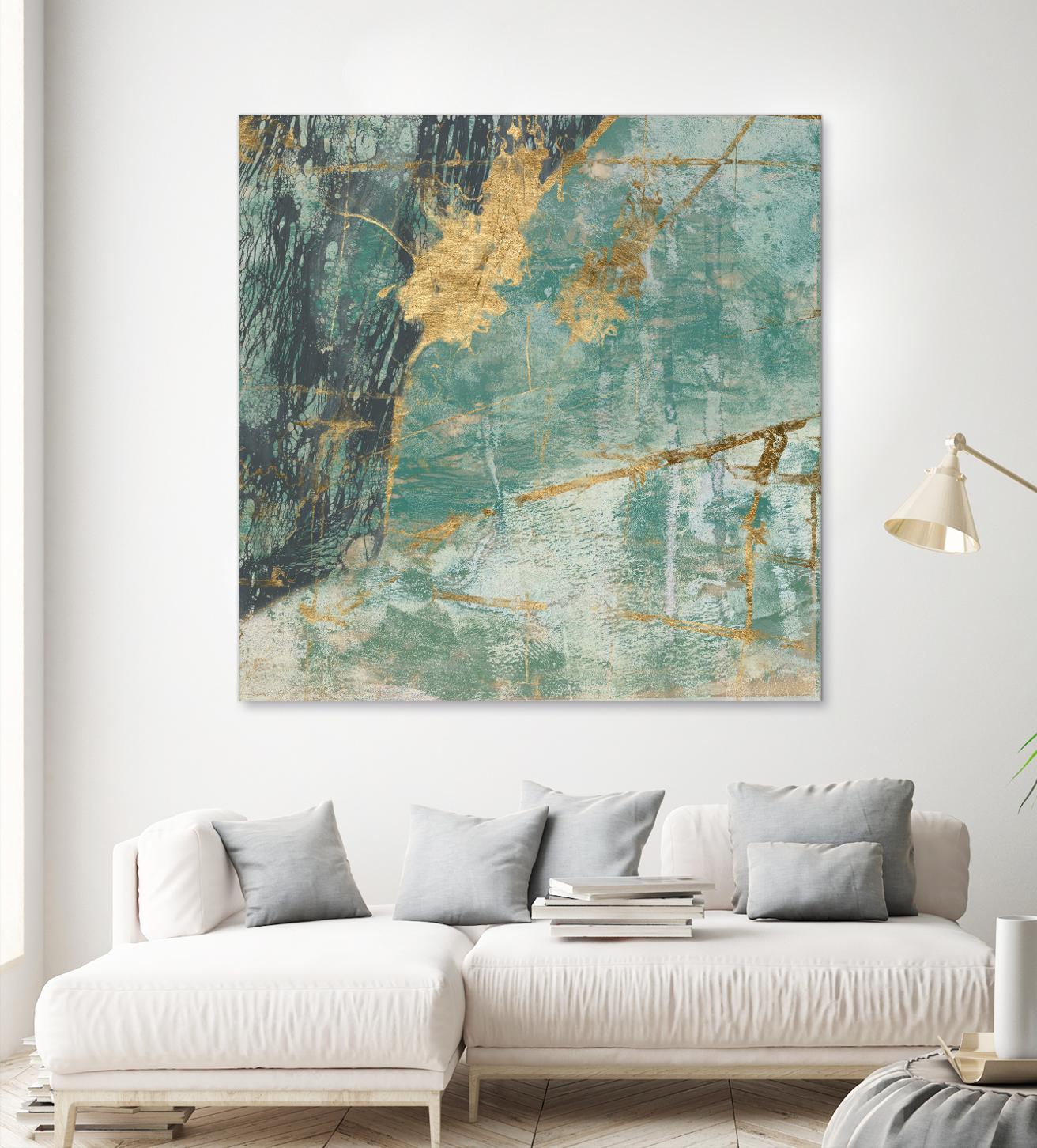 Teal Lace I by Jennifer Goldberger on GIANT ART - green abstract