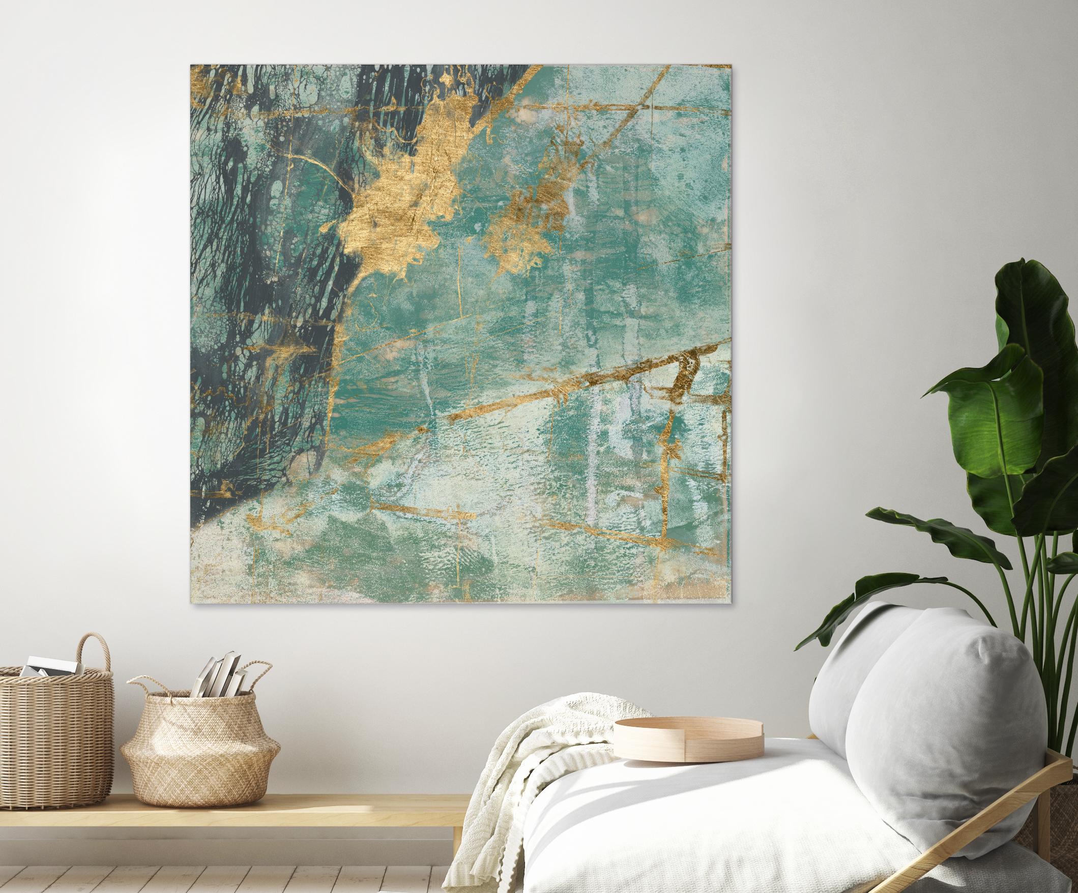 Teal Lace I by Jennifer Goldberger on GIANT ART - green abstract
