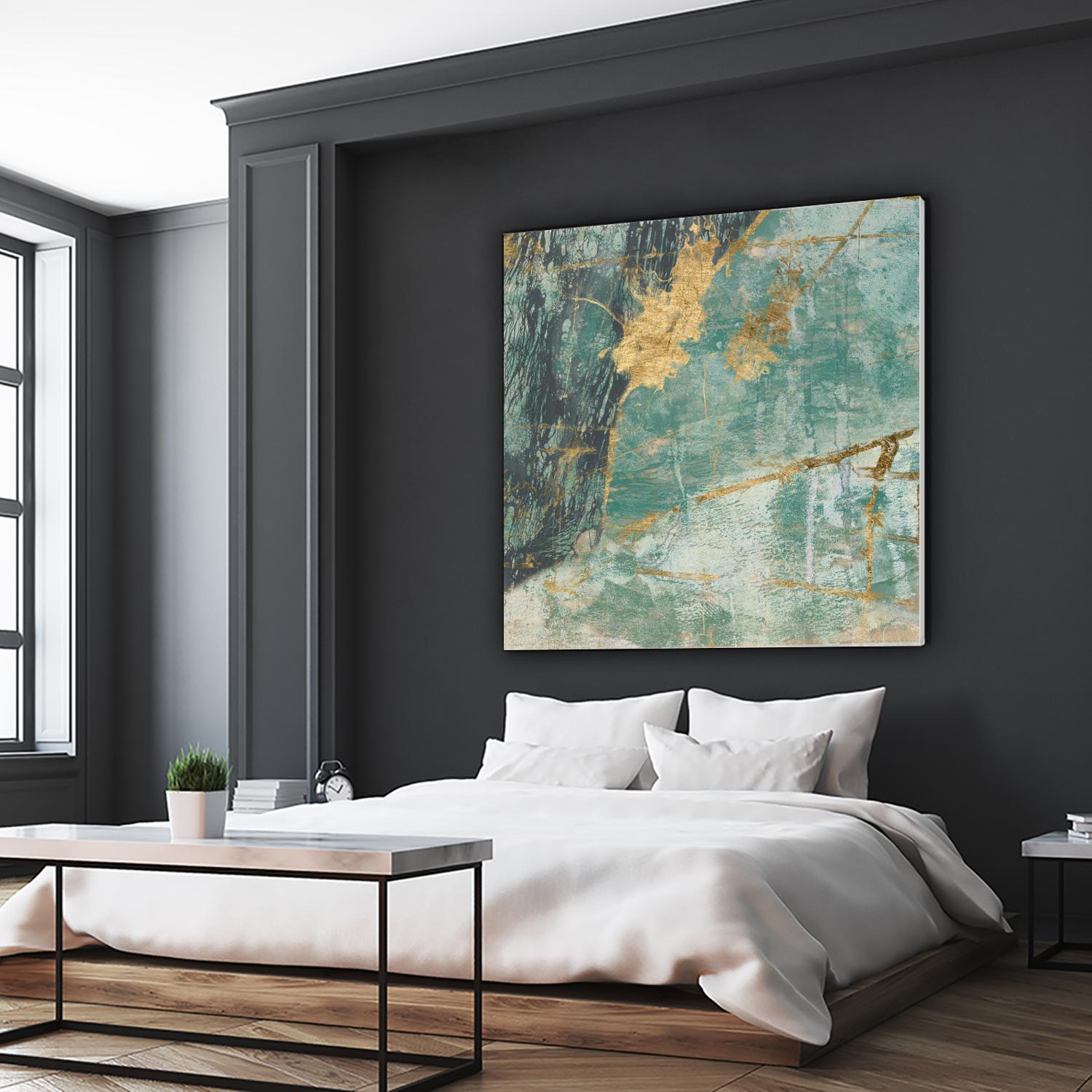 Teal Lace I by Jennifer Goldberger on GIANT ART - green abstract