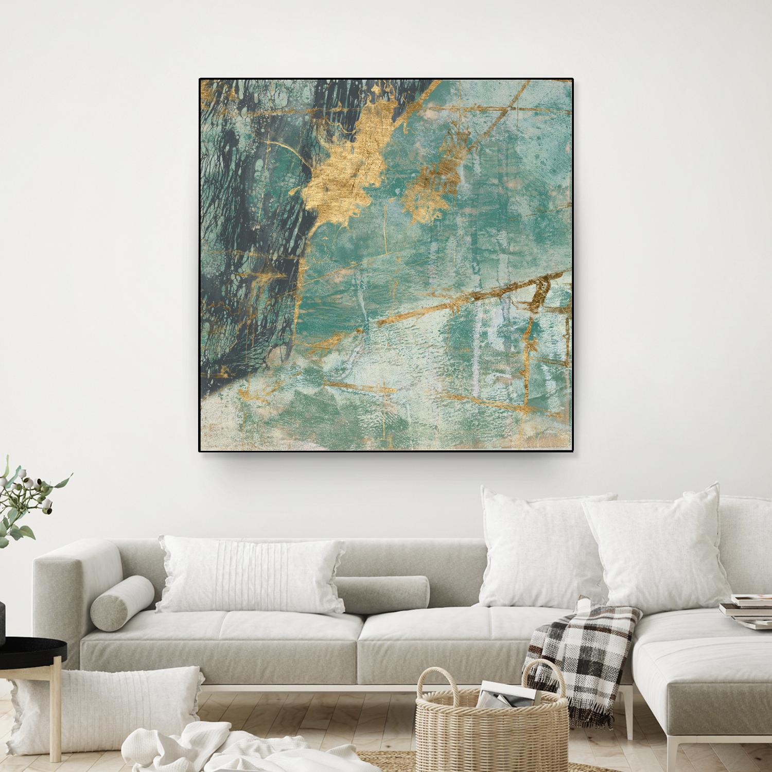 Teal Lace I by Jennifer Goldberger on GIANT ART - green abstract