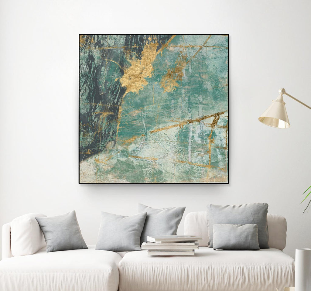 Teal Lace I by Jennifer Goldberger on GIANT ART - green abstract
