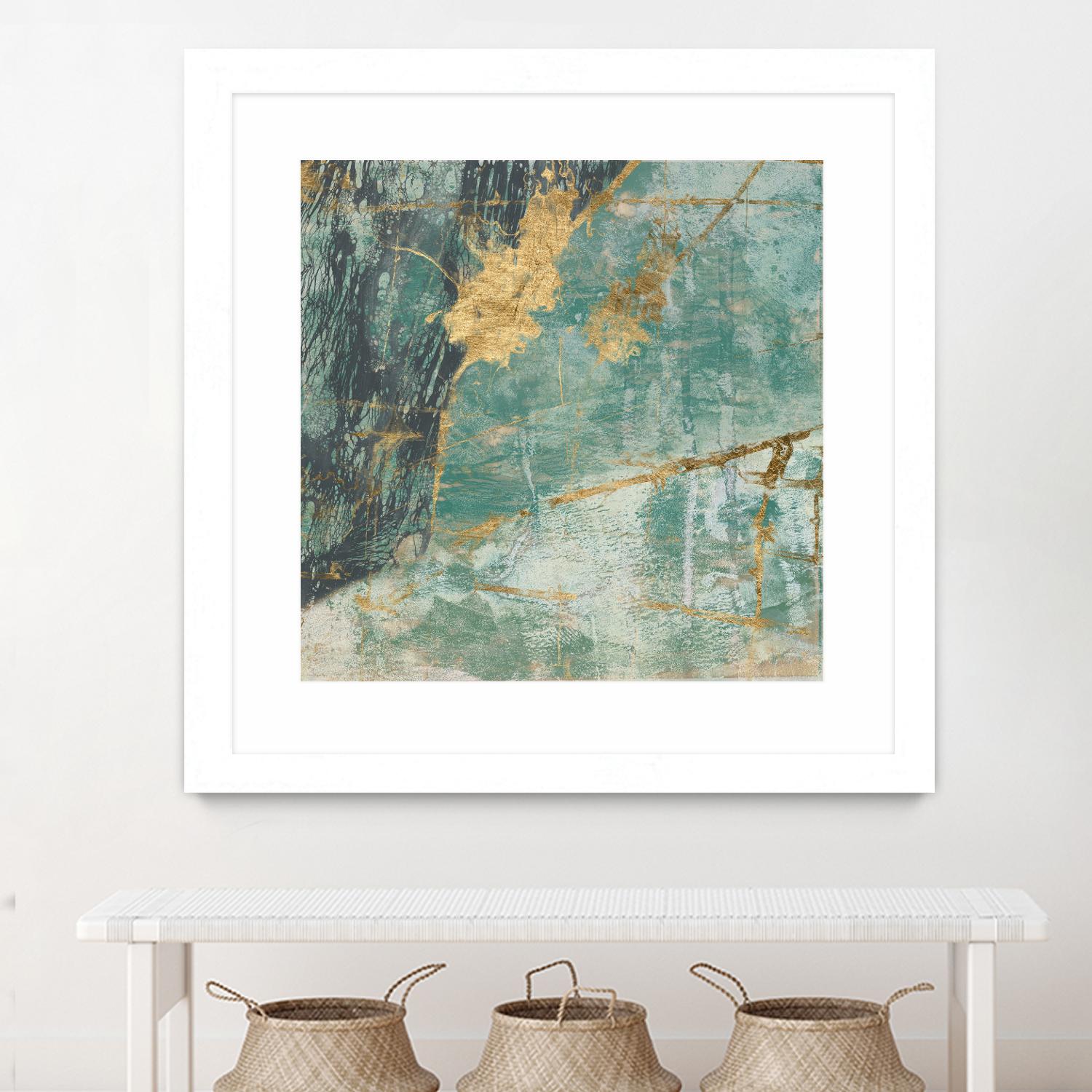 Teal Lace I by Jennifer Goldberger on GIANT ART - green abstract