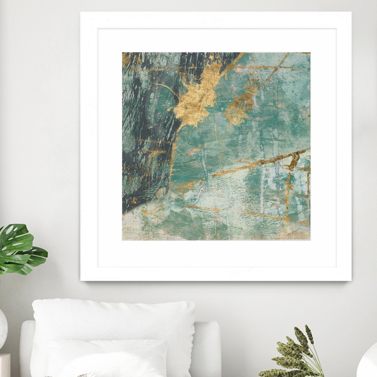 Teal Lace I by Jennifer Goldberger on GIANT ART - green abstract