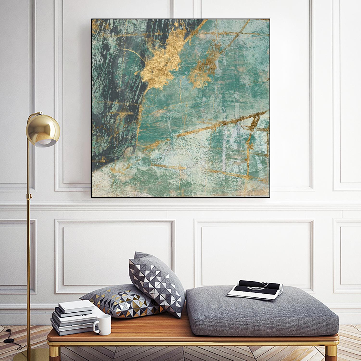 Teal Lace I by Jennifer Goldberger on GIANT ART - green abstract