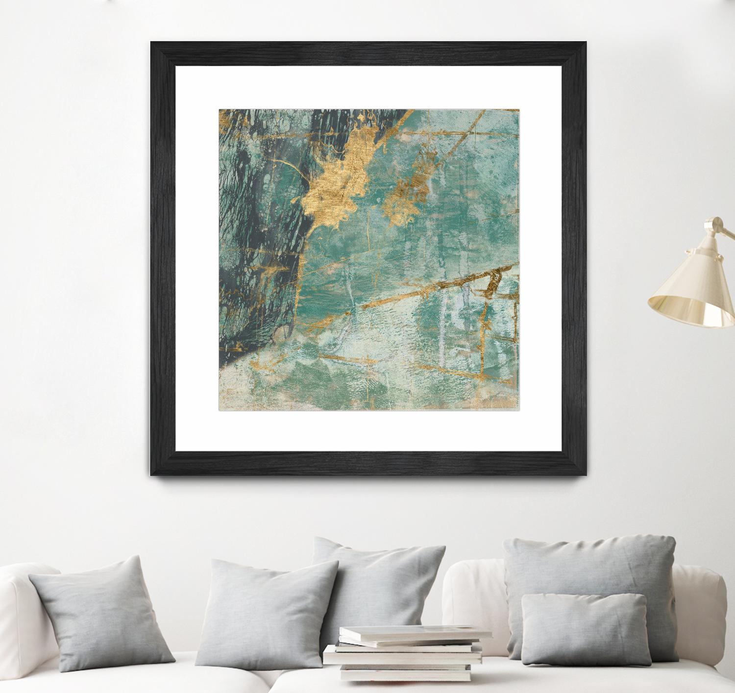 Teal Lace I by Jennifer Goldberger on GIANT ART - green abstract