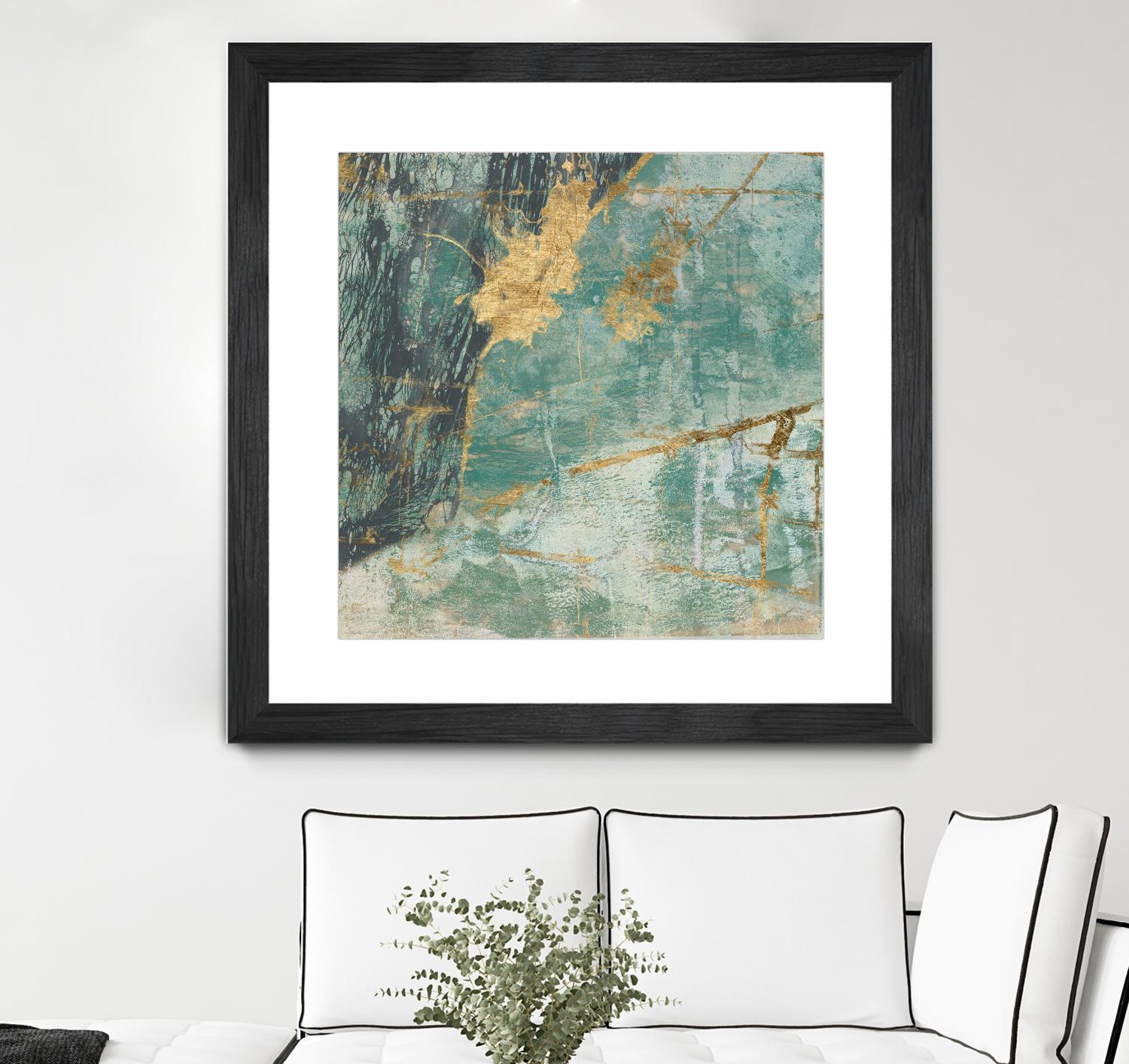 Teal Lace I by Jennifer Goldberger on GIANT ART - green abstract