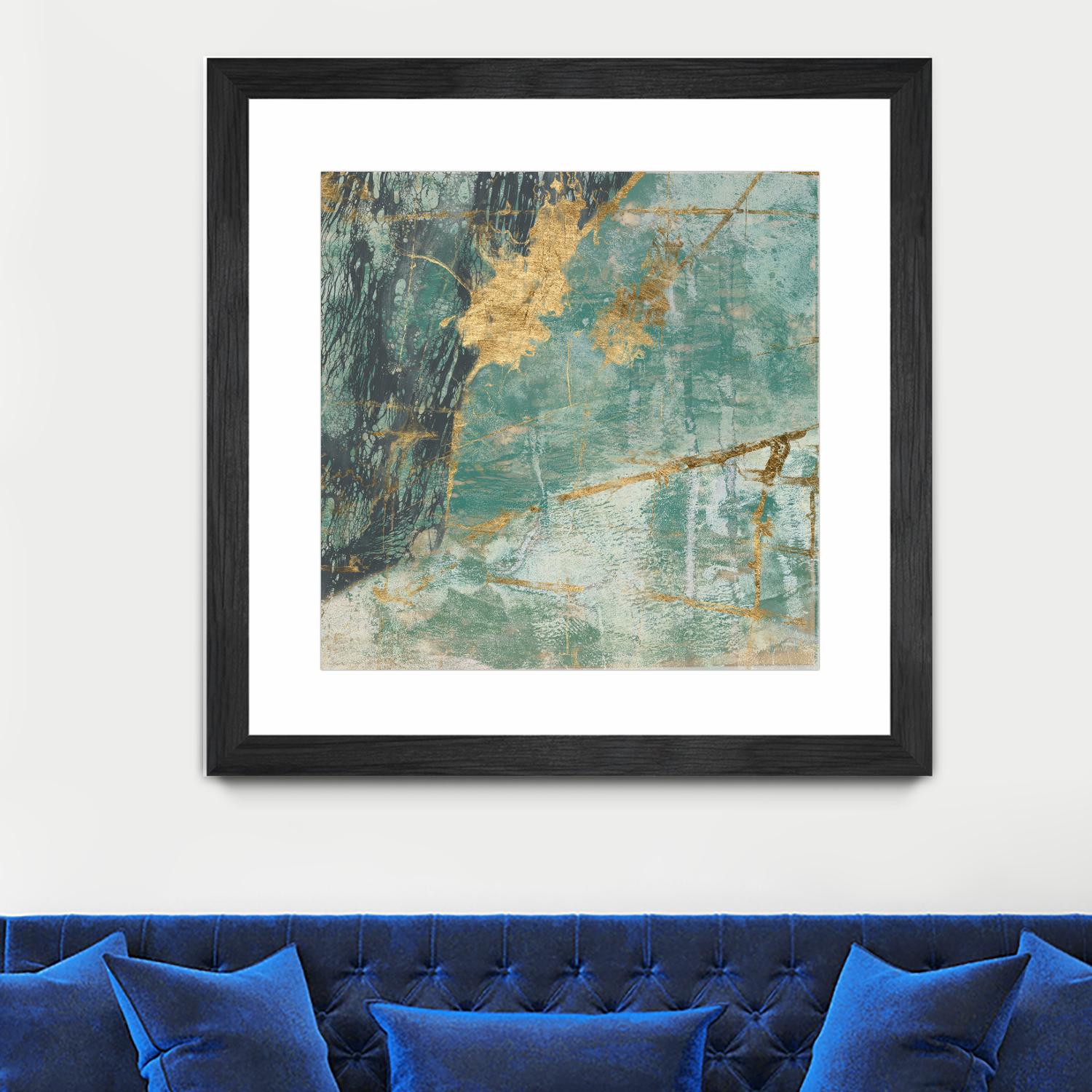 Teal Lace I by Jennifer Goldberger on GIANT ART - green abstract