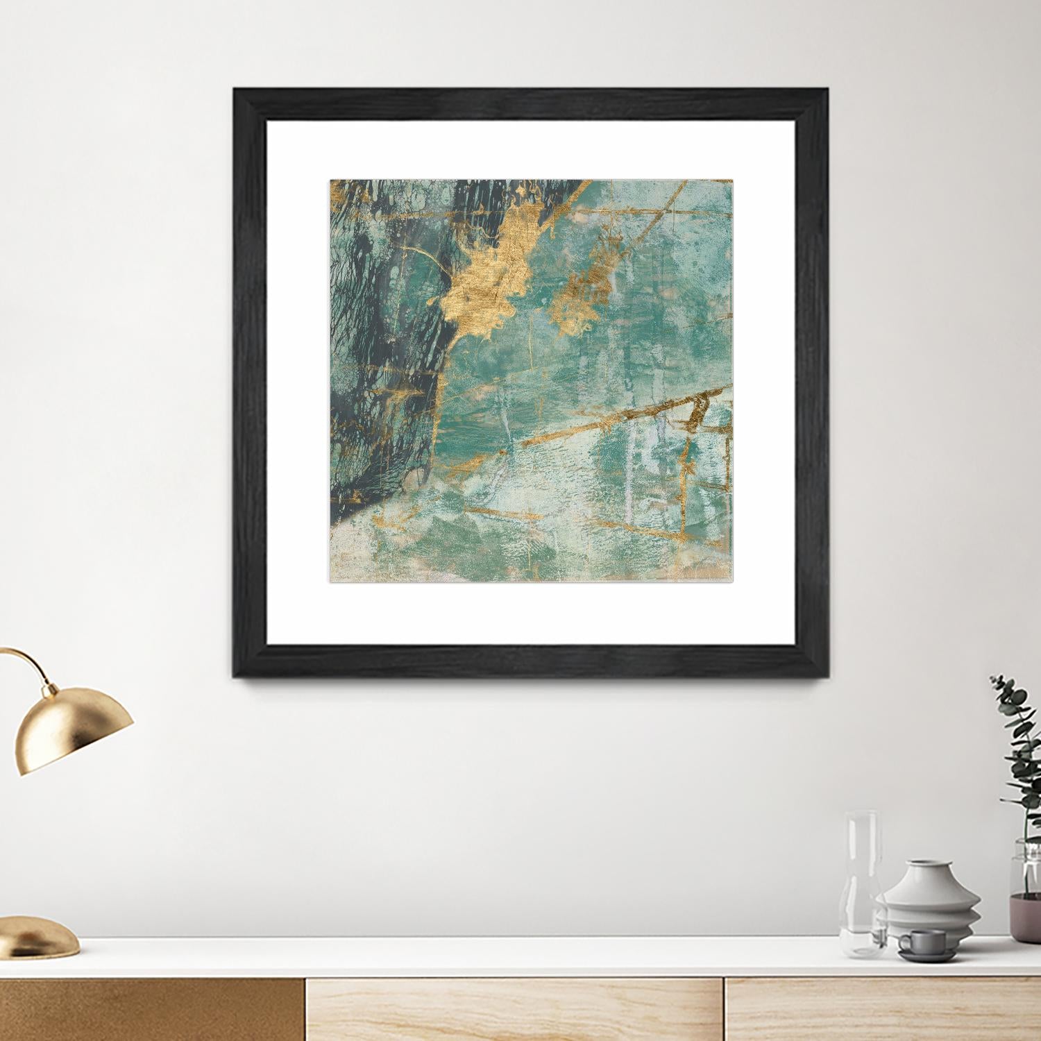 Teal Lace I by Jennifer Goldberger on GIANT ART - green abstract