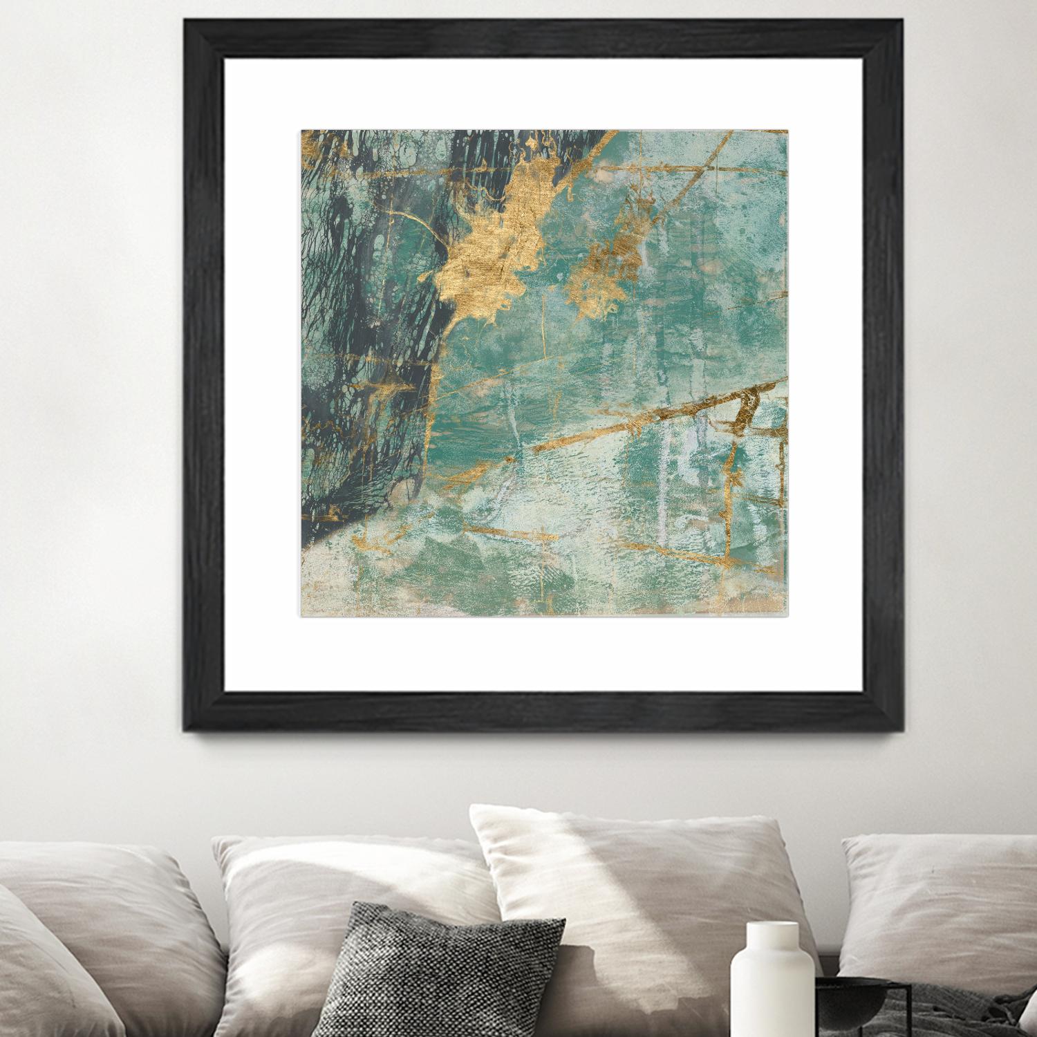 Teal Lace I by Jennifer Goldberger on GIANT ART - green abstract