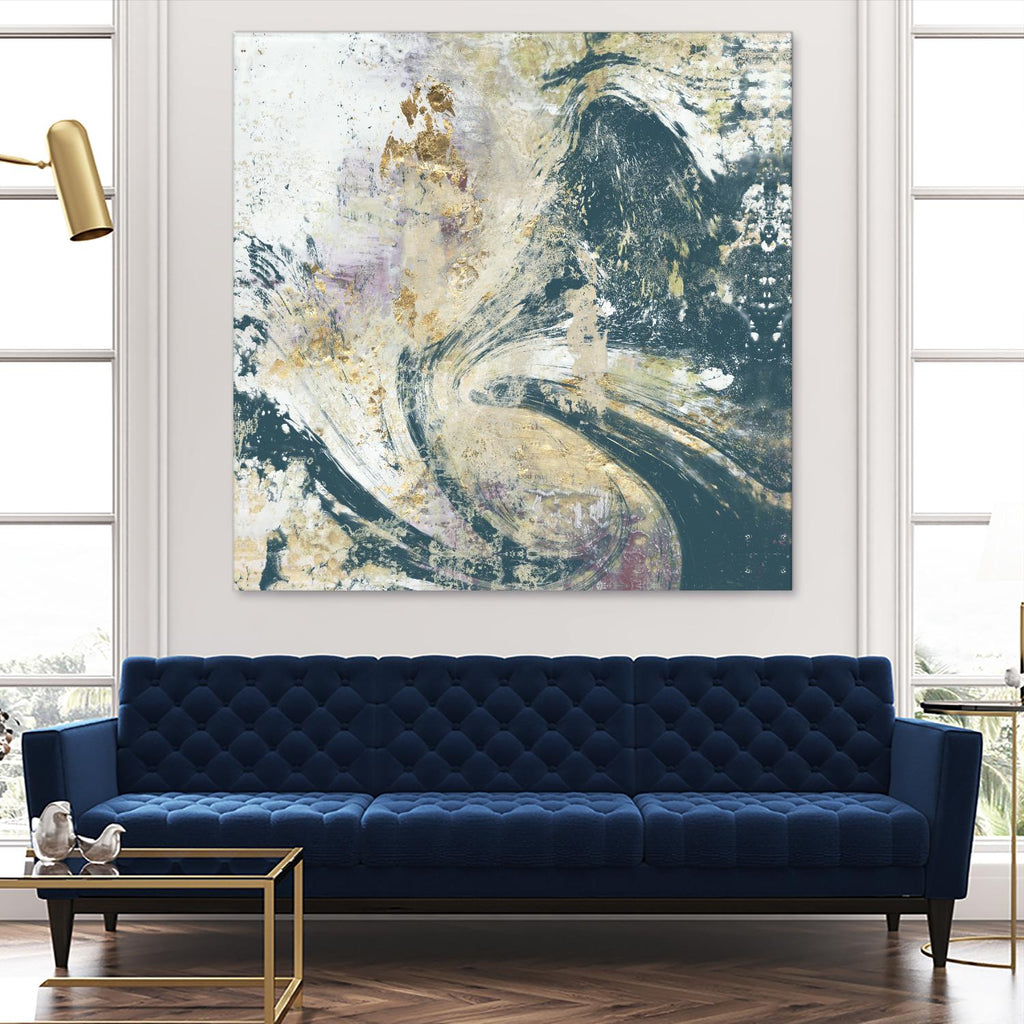 Teal Aerial by Jennifer Goldberger on GIANT ART - blue abstract