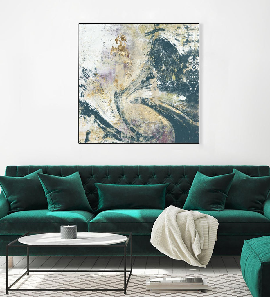 Teal Aerial by Jennifer Goldberger on GIANT ART - blue abstract
