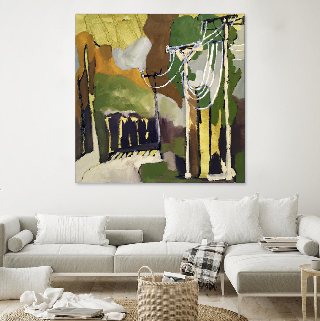 Trees & Wires X by Erin McGee Ferrell on GIANT ART - green abstract
